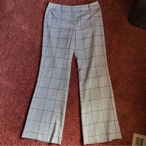 Anne Klein Wide Leg Dress Pants Womens Size 8 Black White Plaid Lined Career